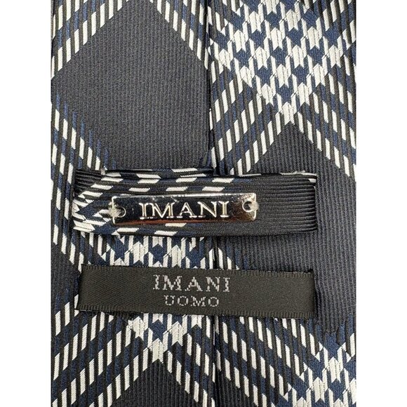 Elegant Imani Uomo Men’s Repp Tie 63.75" Black Silver Stripe Business Formal EUC - Picture 3 of 6